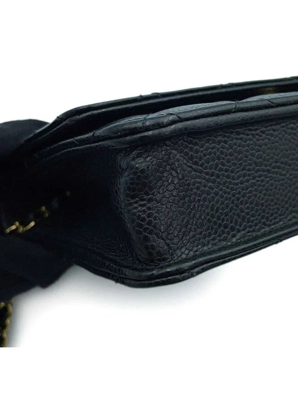 Chanel Chain Wallet Classic Quilted CC Logo Caviar Leather Black Shoulder Bag